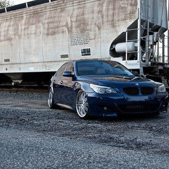 Custom Blue BMW 5-Series with Blacked Out Grille - Photo by Vossen