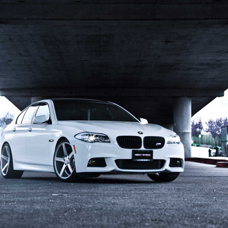 White BMW 5-Series with Custom Blacked Out Grille - Photo by Vossen