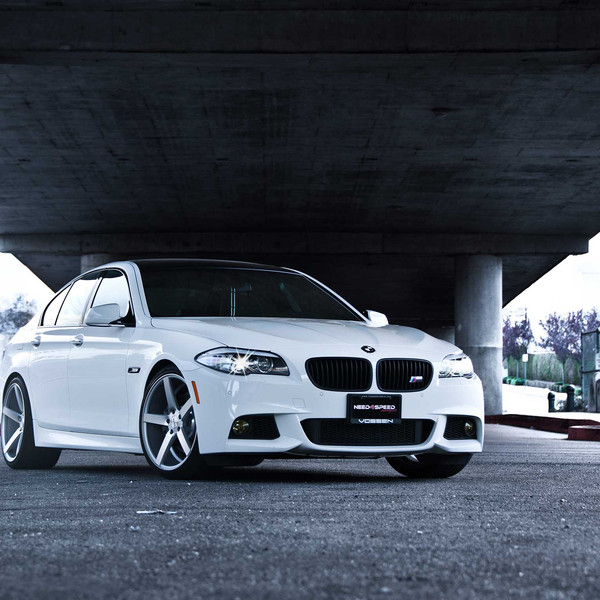 White BMW 5-Series with Custom Blacked Out Grille - Photo by Vossen