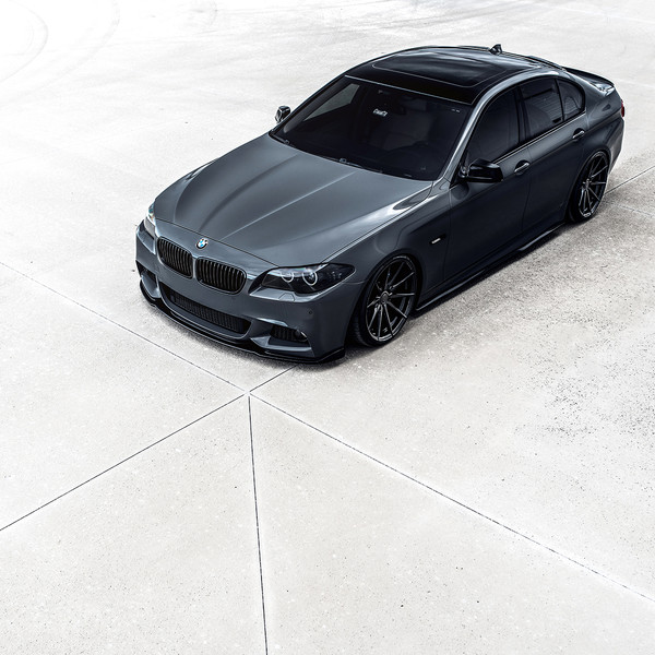 Gray BMW M5 with Custom Front Lip - Photo by Rohana Wheels