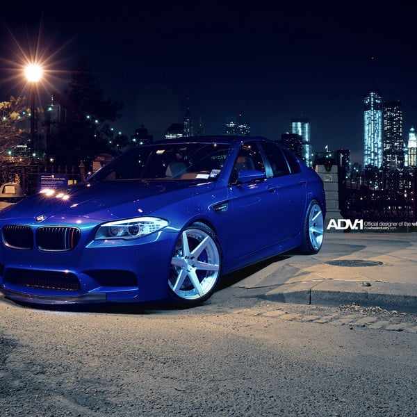 Blue BMW M5 with Carbon Fiber Front Lip - Photo by ADV.1
