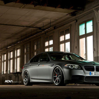 Gray BMW M5 with Custom Hood - Photo by ADV.1