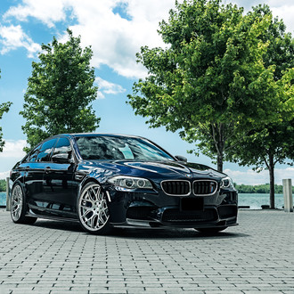Gloss Black BMW 5-Series with Halo Headlights - Photo by Avant Garde Wheels