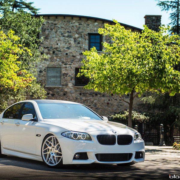 Aftermarket Halo Headlights on White BMW 5-Series - Photo by Blaque Diamond