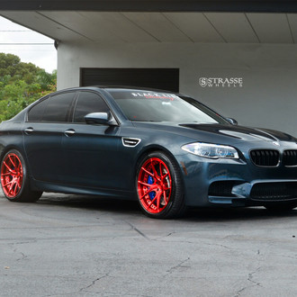 Aftermarket Headlights on Dark Blue BMW 5-Series - Photo by Strasse Forged