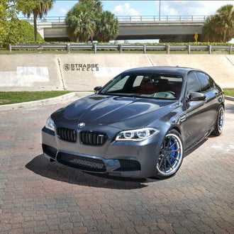 Modest Tuning for Gray BMW 5-Series with DRL-Bar Headlights