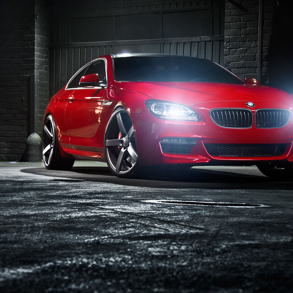 Gloss Red BMW 6-Series with Aftermarket Front Bumper - Photo by Vossen