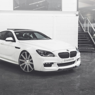 White BMW 6-Series with Custom Black Front Lip - Photo by Vossen