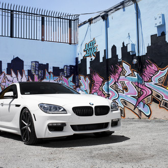 Blacked Out Custom Grille on White BMW 6-Series - Photo by Vossen