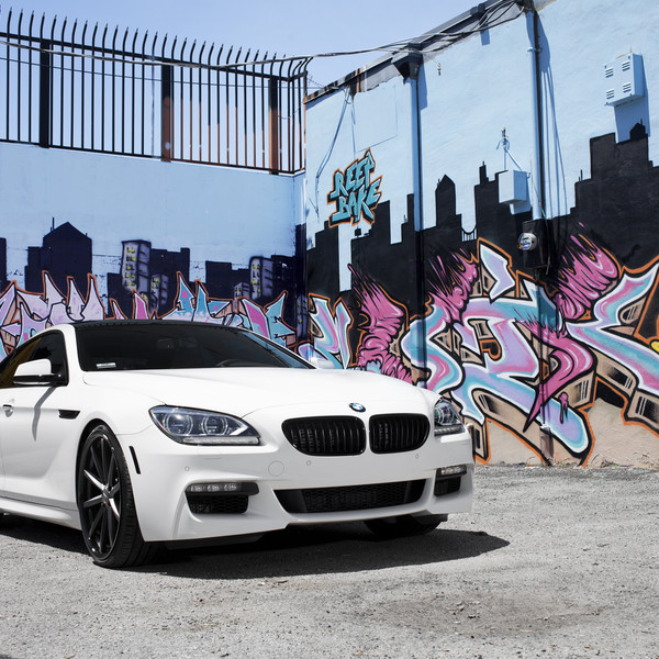 Blacked Out Custom Grille on White BMW 6-Series - Photo by Vossen