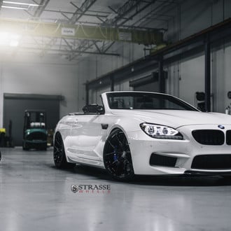Halo Headlights on White Convertible BMW 6-Series - Photo by Strasse Forged