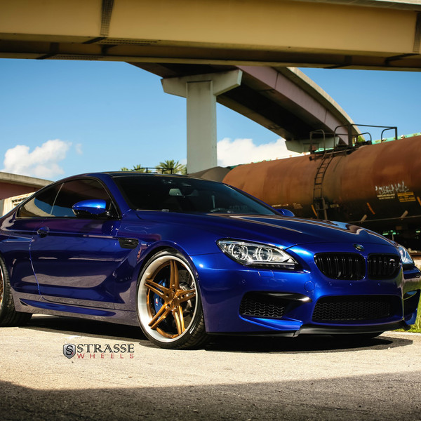 Blue BMW 6-Series with Aftermarket Halo Headlights - Photo by Strasse Forged