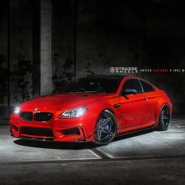 Red BMW 6-Series with Aftermarket Vented Hood - Photo by Strasse Forged