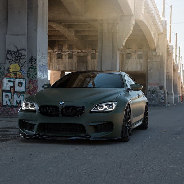 Carbon Fiber Front Lip on Green Matte BMW 6-Series - Photo by Zito Wheels