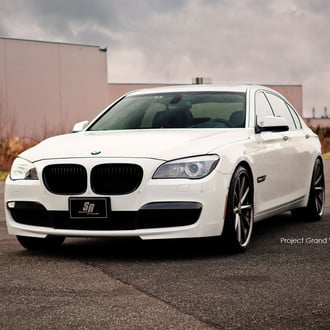 White BMW 7-Series with Custom Front Bumper - Photo by Vossen
