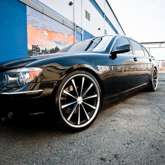 Gloss Black BMW 7-Series with Chrome Trim - Photo by Vossen