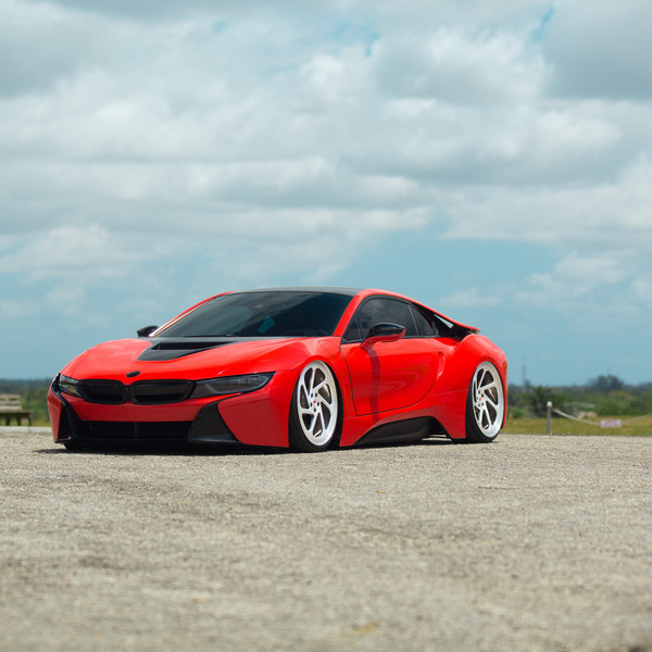 Red Shark Bmw i8 on Air Bags and Vossen Forged Wheels - Photo by Vossen