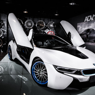 Custom Vertical Doors on White BMW i8 - Photo by ADV.1