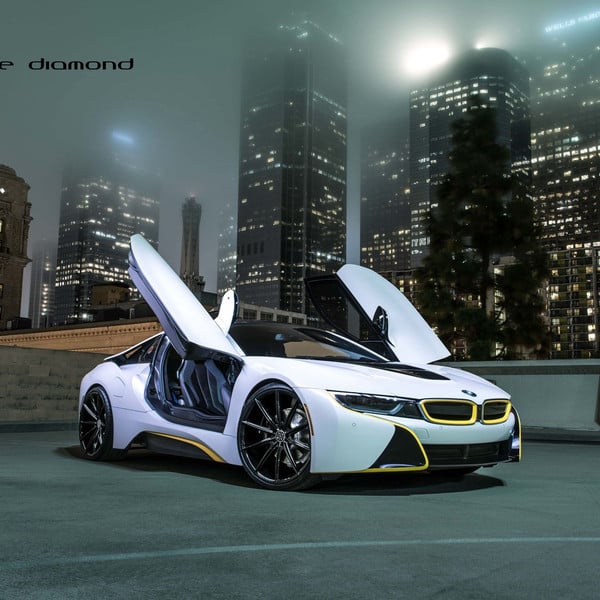 Custom White BMW i8 with Vertical Doors - Photo by Blaque Diamond