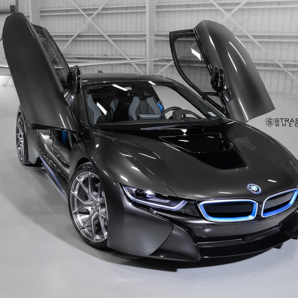 Custom Verticla Doors on Gray BMW i8 - Photo by Strasse Forged