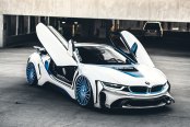 Spaceship in the Form of the Car: Custom White BMW i8 with Blue Accents