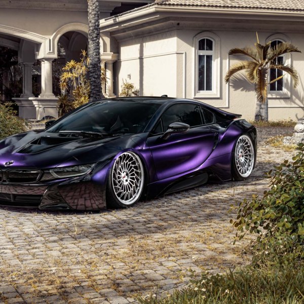 Purple BMW i8 with Custom Vented Hood - Photo by Vossen