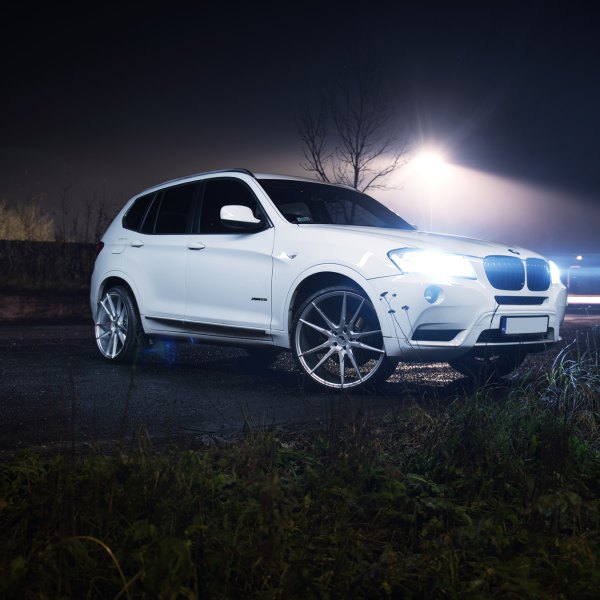 Aftermarket Front Bumper on White BMW X3 - Photo by JR Wheels