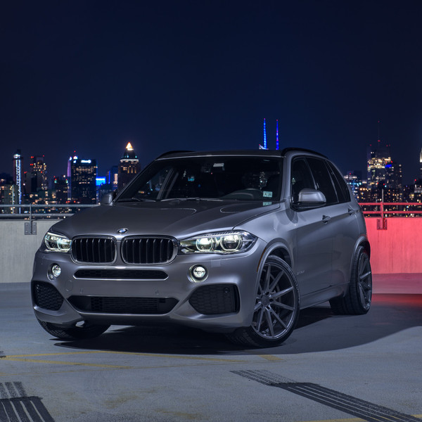 Gray BMW X5 with Aftermarket LED Headlights - Photo by Vossen
