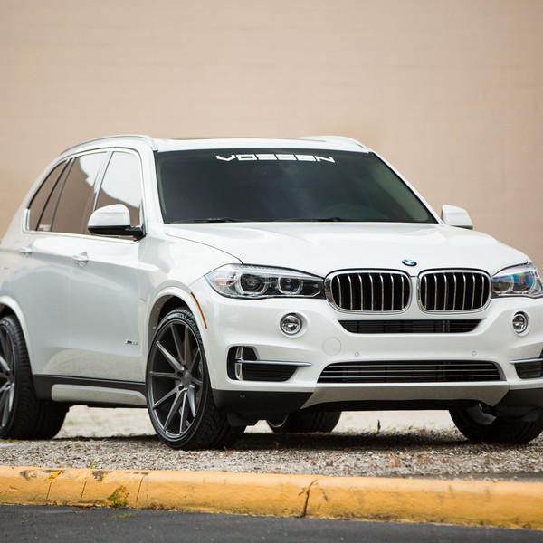White BMW X5 with Custom Chrome Grille - Photo by Vossen