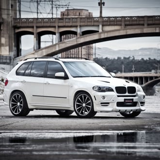 Custom White BMW X5 with Base Rack System - Photo by Vossen