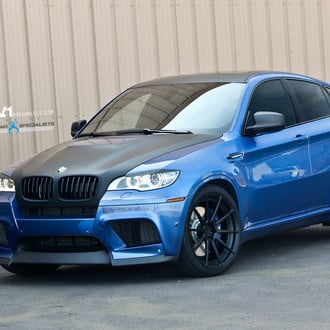 Blue BMW M6 with Black Matte Custom Hood - Photo by ADV.1
