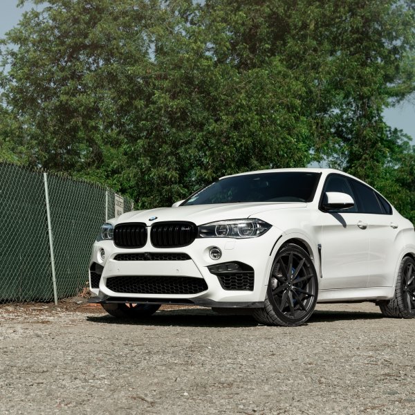 White BMW X6 with Carbon Fiber Front Bumper Lip - Photo by VIBE Motorsports