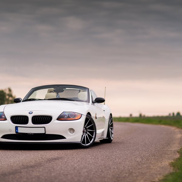 White BMW Z4 with Custom Front Bumper - Photo by JR Wheels