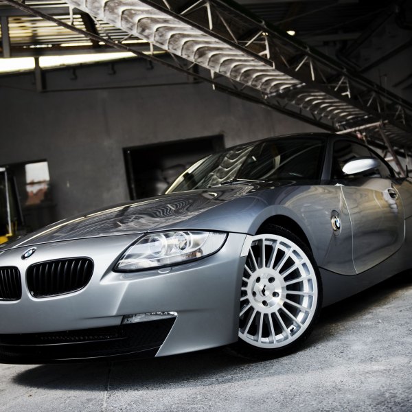 Gray BMW Z4 with Custom Halo Headlights - Photo by JR Wheels