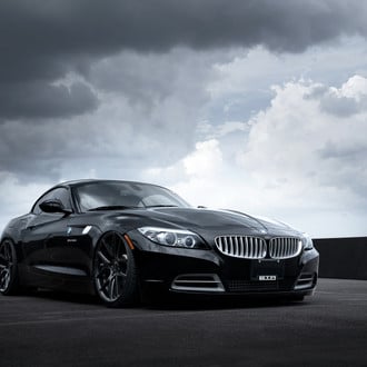 Custom Front Bumper on Black BMW Z4 - Photo by Ace Alloy Wheel