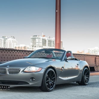Gray Convertible BMW Z4 with Custom Front Bumper - Photo by zandbox