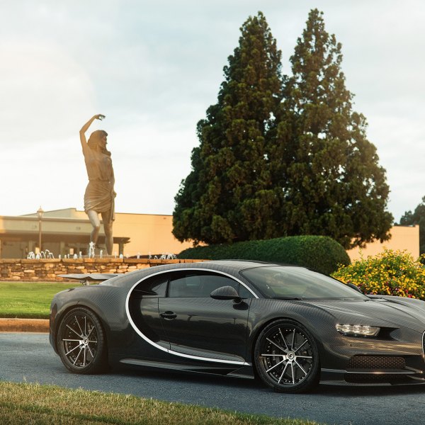 Carbon Fiber Wrapped Bugatti Chiron with Custom Headlights - Photo by Forgiato