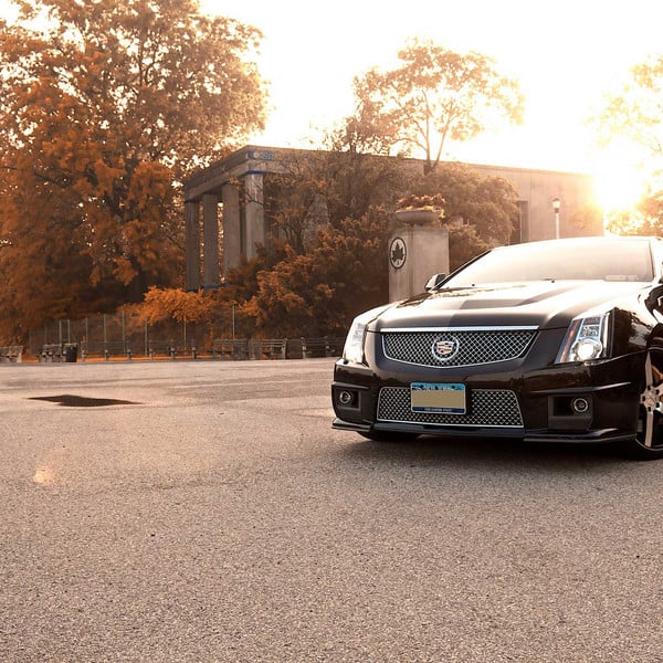 Black Cadillac CTS with Chrome Mesh Grille - Photo by Vossen