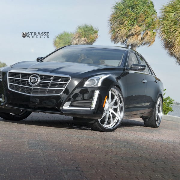 Chrome Mesh Grille on Black Cadillac CTS - Photo by Strasse Forged
