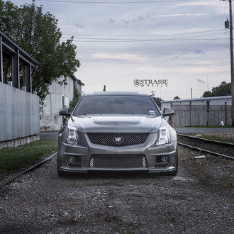 Gray Cadillac CTS with Aftermarket Headlights - Photo by Strasse Forged