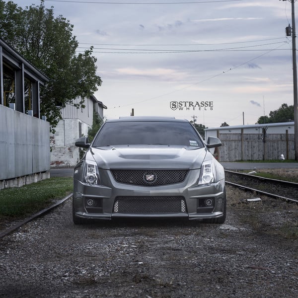 Gray Cadillac CTS with Aftermarket Headlights - Photo by Strasse Forged