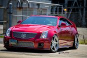Red and Awesome Cadillac CTS Customized with Chrome Mesh Grille and Chrome Rims