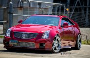 Red and Awesome Cadillac CTS Customized with Chrome Mesh Grille and Chrome Rims