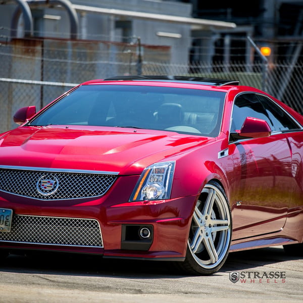 Chrome Mesh Grille on Custom Red Cadillac CTS - Photo by Strasse Forged