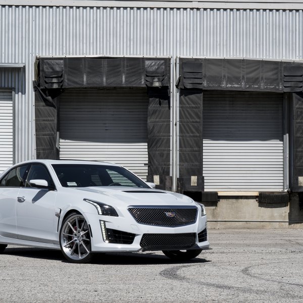 Gray Cadillac CTS with Blacked Out Mesh Grille - Photo by Forgiato