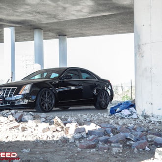 Black Cadillac CTS with Chrome Billet Grille - Photo by Vossen