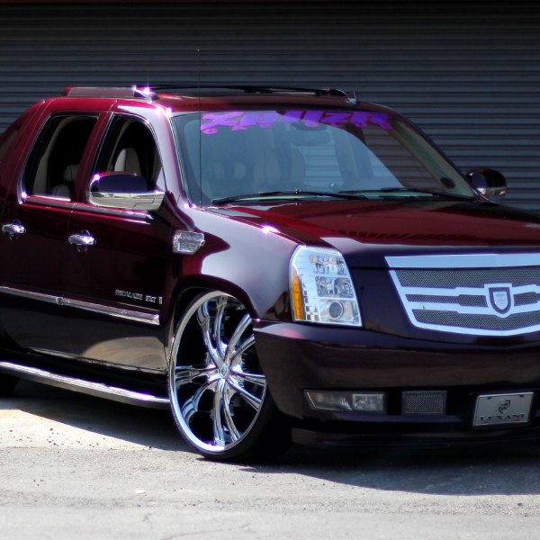 Burgundy Cadillac Escalade on Custom Lexani Wheels - Photo by Lexani