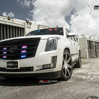 Custom Front Bumper on White Cadillac Escalade - Photo by Vellano