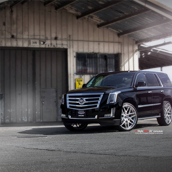 Chrome Billet Grille on Black Cadillac Escalade - Photo by Vellano