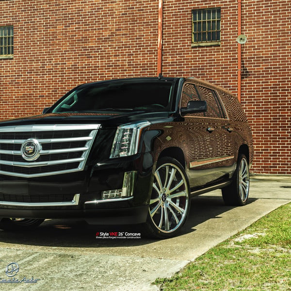 Crystal Clear LED Headlights on Black Cadillac Escalade - Photo by Vellano